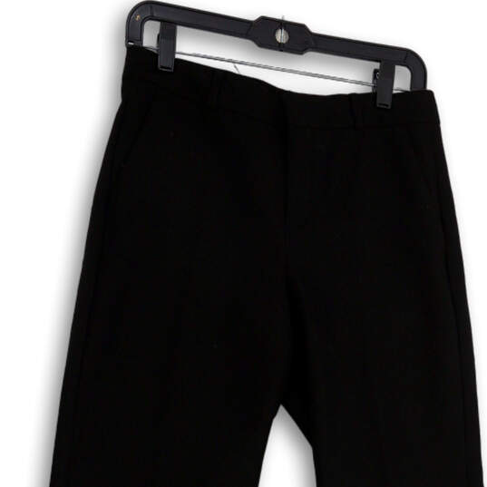 Womens Black Flat Front Slash Pockets Bootcut Leg Dress Pants Size 2 image number 3