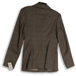 NWT Womens Brown Plaid Notch Lapel Single Breasted Blazer Jacket Size 8 alternative image