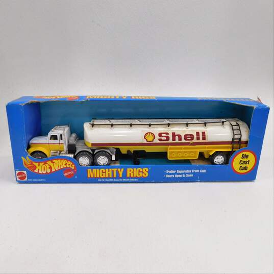 Hot Wheels Mighty Rigs Shell Oil Tankard IOB image number 1