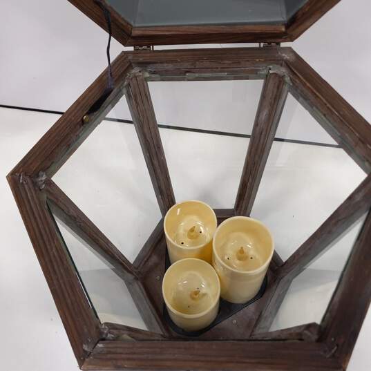 Wood & Galvanized Metal Battery-Operated Candle Lantern image number 3