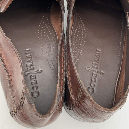 Mens Brown Leather Braided Moc Toe Slip On Loafers Shoes Size 7.5 M image number 7