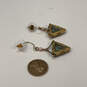Designer J. Crew Gold-Tone Fish Hook Triangle Shape Stone Dangle Earrings image number 3
