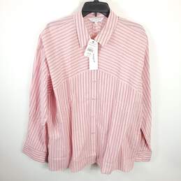Foxcroft NYC Women Pink Metallic Striped Shirt Sz 18 NWT