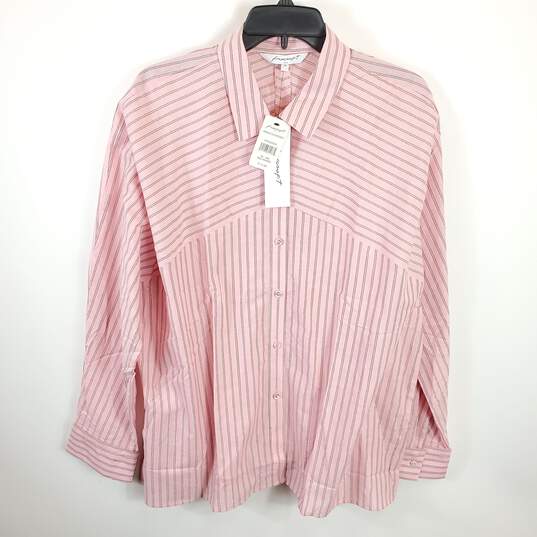 Foxcroft NYC Women Pink Metallic Striped Shirt Sz 18 NWT image number 1
