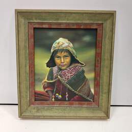 Painting of Asian Child Signed and Framed