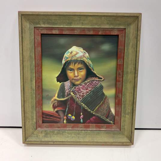 Painting of Asian Child Signed and Framed image number 1