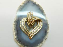 10K Yellow Gold Diamond Accent Ribbon Heart Pendant 3.1g