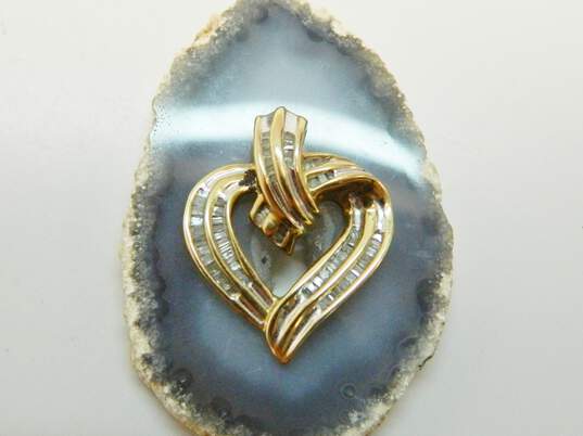 10K Yellow Gold Diamond Accent Ribbon Heart Pendant 3.1g image number 1