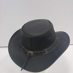 Conner Australian Down Under Black Leather Hat Size M alternative image