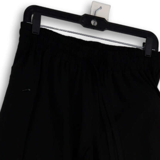 Womens Black Elastic Waist Zip Pocket Drawstring Jogger Pants Size Medium image number 3