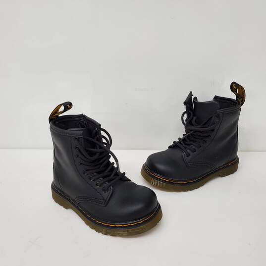 Dr. Martens Kids Pascal Lace-Up & Zipper Black Leather Ankle Boots  Size 7 image number 3