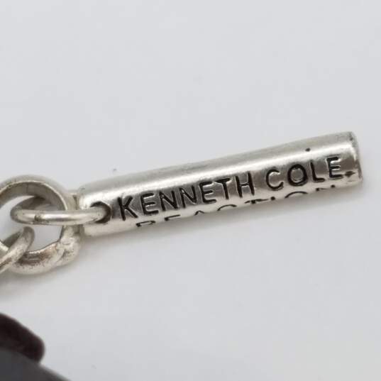 Kenneth Cole Silver Tone Leather 2 Strand Pendant 17in Necklace 17.0g image number 4