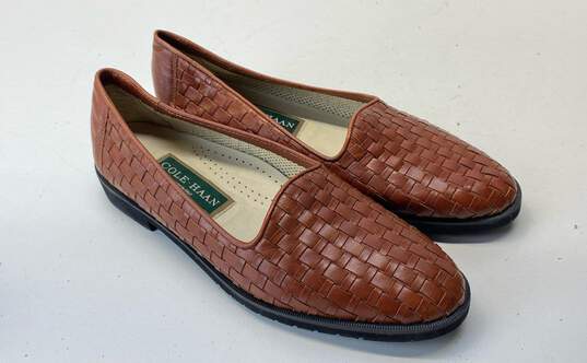 Cole Haan Women's Brown Leather Basket Weave Flats Size 7 image number 5