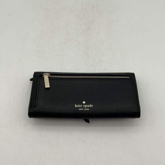 Kate Spade New York Womens Black Leather Magnetic Bifold Clutch Wallet image number 2