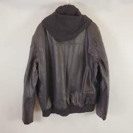 Guess Men Black Faux Leather Jacket + Hood XL alternative image