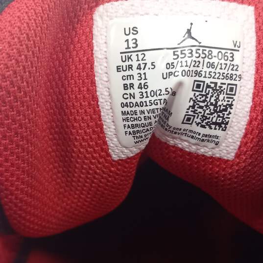 Nike Men's Black/Red/White Air Jordan 1 Low Sneakers Size 13 image number 6