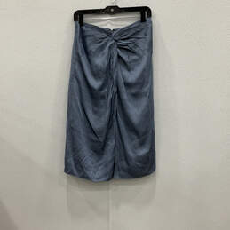 Womens Blue Robetta Flat Front Knot Back Zip Midi A Line Skirt Size 6