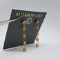 Elizabeth Cole Gold Tone Crystal Elegant Dangle Earrings w/bag 6.5g image number 8
