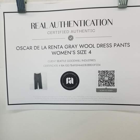 AUTHENTICATED WMNS OSCAR DE LA RENTA WOOL DRESS PANTS SZ 4 image number 2