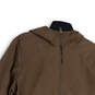 Womens Brown Long Sleeve Pockets Hooded Full Zip Windbreaker Jacket Size XL image number 3