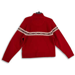 Mens Red Long Sleeve Quarter Zip Christmas Pullover Sweater Size Medium alternative image
