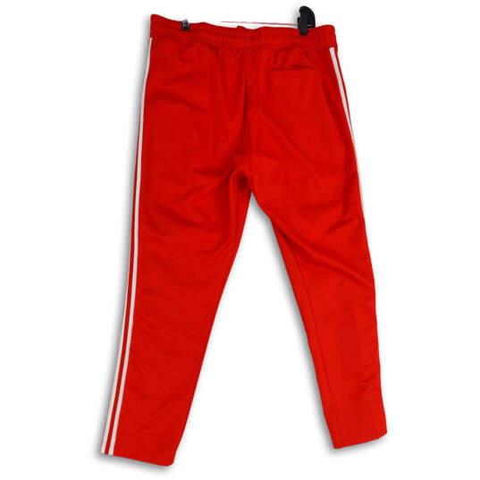 Mens Red Striped Elastic Waist Zip Pocket Pull-On Track Pants Size XL image number 2