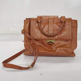Badgley Mischka Camel Brown Leather Shoulder Handbag
