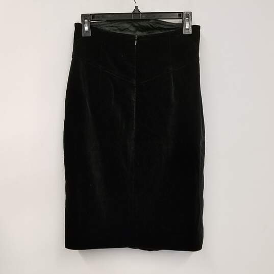 Vintage Womens Black Flat Front Back Zip Straight & Pencil Skirt Size 38 image number 1