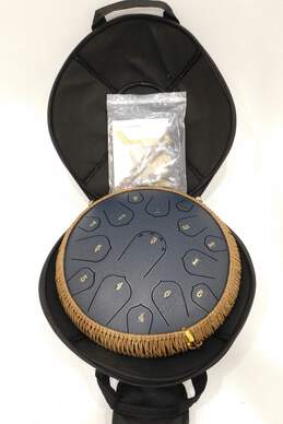 Unbranded 15-Note Blue Metal Tongue Drum w/ Carrying Case and Accessories