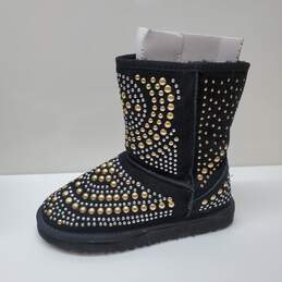 Jimmy Choo x Uggs Black Studded Suede Mandah Boots Sz 8