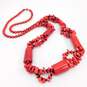 Artisan Dyed Coral & Onyx Beaded Multi Strand Necklace image number 4
