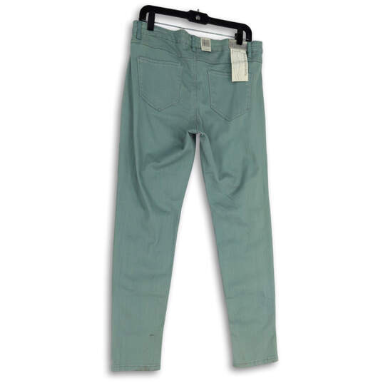 NWT Womens Green Denim Medium Wash Stretch Pockets Skinny Jeans Size 10 image number 2