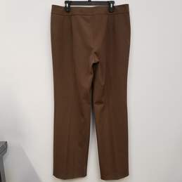 Womens Brown Flat Front Stretch Straight Leg Dress Pants Size 46