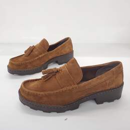 Born Women's Capri Rust Suede Chunky Tassel Lug Sole Slip On Shoes Size 11
