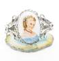 Vintage Whiting & Davis Limoges Porcelain Portrait Hinged Bangle Bracelet 31.5g image number 1