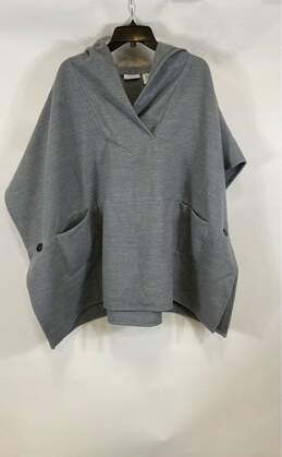 NWT New York & Company Womens Gray Pockets Hooded Pullover Poncho Sweater Size S