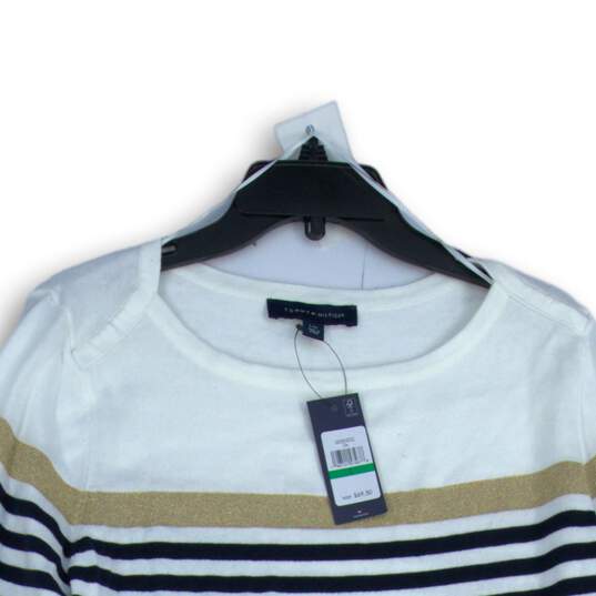 NWT Tommy Hilfiger Womens Blue White Striped Long Sleeve Pullover Sweater Sz L/G image number 3