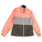 Womens Multicolor Color Block Mock Neck Full-Zip Windbreaker Jacket Size M image number 1