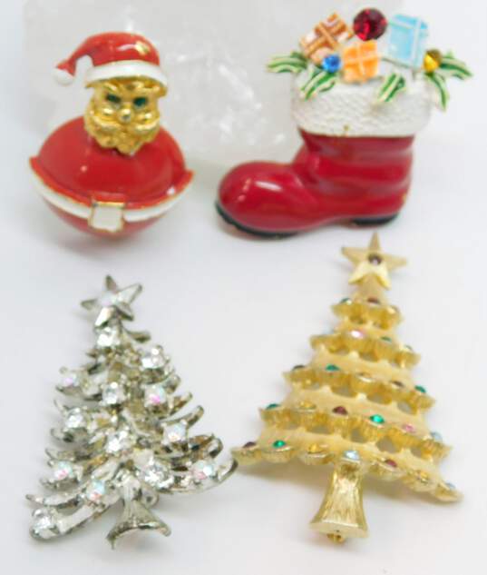 Vintage Arthur Pepper Mylu & Eisenberg Ice Rhinestone & Enamel Christmas Holiday Variety Brooches 57.2g image number 1