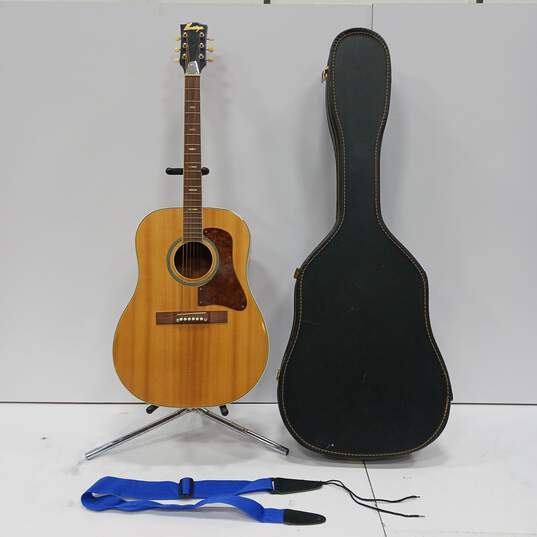 Prestige Wooden 6 String Acoustic Guitar w/Black Hard Case image number 1