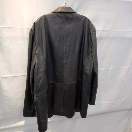 City Jones New York Black Genuine Leather Button Up Jacket Size 48L image number 2