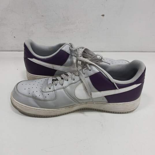 Nike Air Force 1 Purple, Grey, And White Shoes Men's Size 15 image number 3