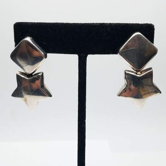 Sterling/18K Electroform Start Diamond Shape Omega Back Post Earrings 9.6g image number 2