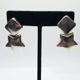 Sterling/18K Electroform Start Diamond Shape Omega Back Post Earrings 9.6g alternative image
