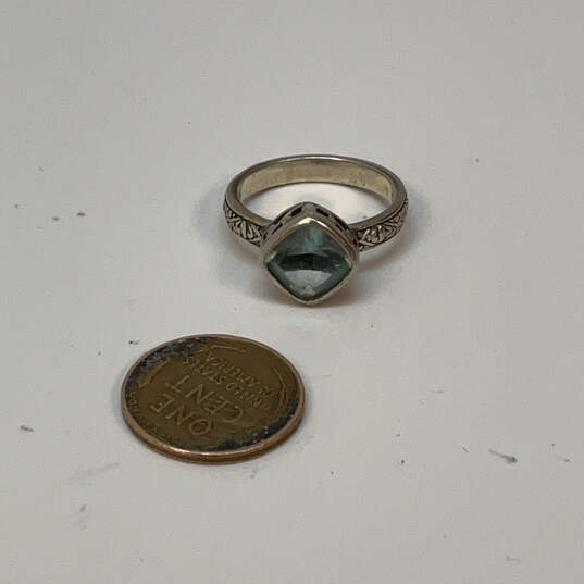 Designer Silpada 925 Sterling Silver Blue Topaz Engraved Band Ring image number 4
