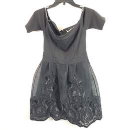 Francescas Women Black Embroidered Dress M NWT