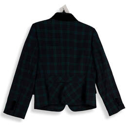 NWT Womens Green Navy Plaid Kate Fit Peak Lapel One Button Blazer Size 10P alternative image