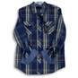 NWT Mens Blue Plaid Spread Collar Roll Tab Sleeve Button-Up Shirt Sz Medium image number 1