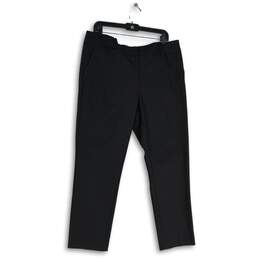 NWT Loft Womens Black Flat Front Slash Pocket Curved Skinny Ankle Pants Size 14
