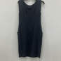 NWT Womens Blue Round Ruched Neck Sleeveless Back Sheath Dress Size 12 image number 1